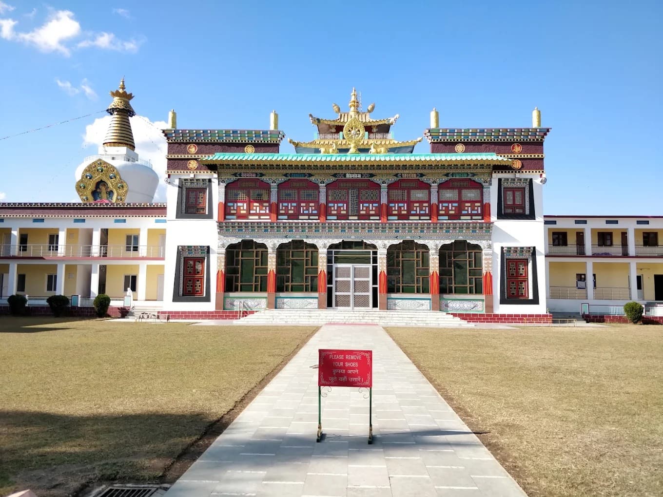 Mindrolling Monastery temple courtyard in Clement Town, Dehradun